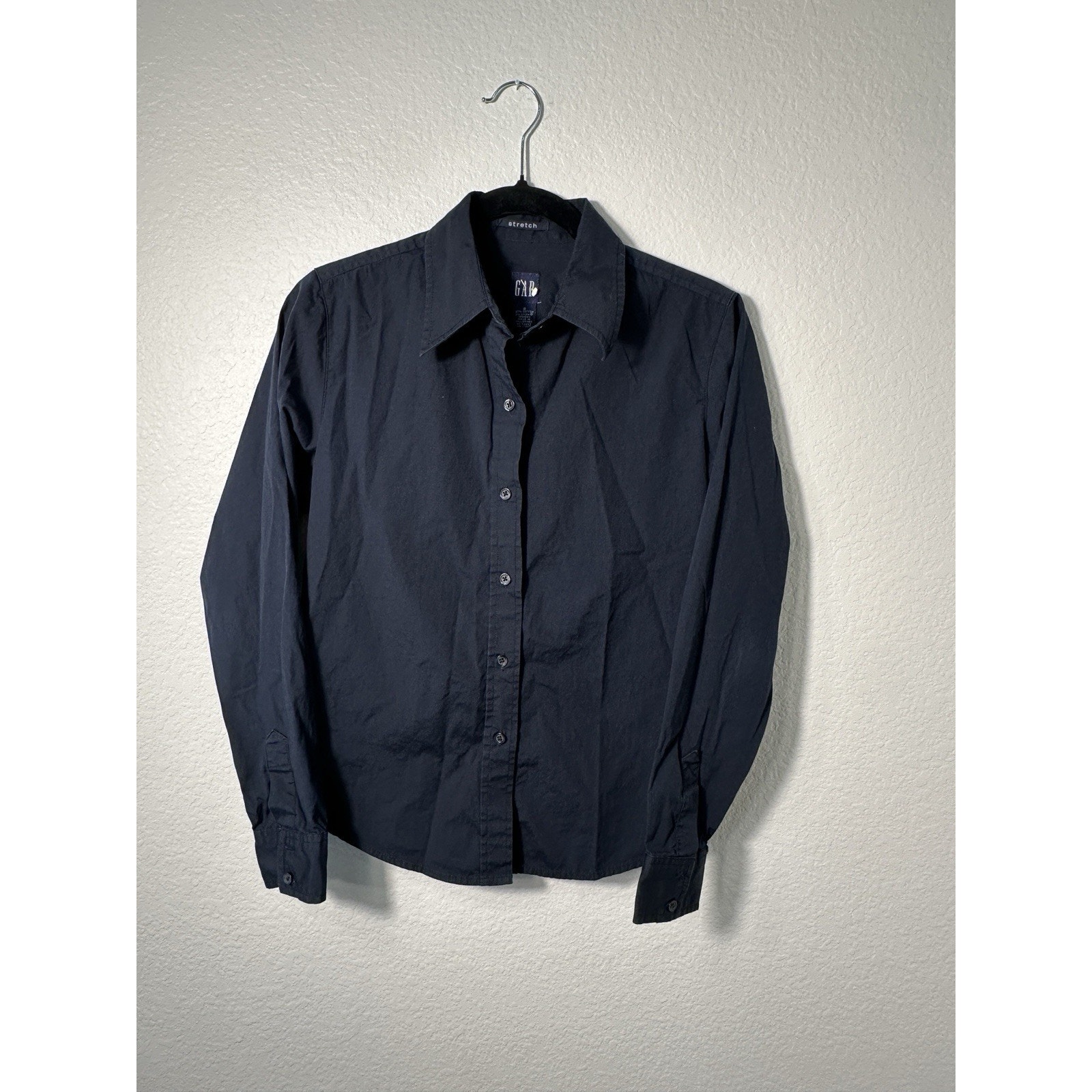 Gap Women's Stretch Button Down T-Shirt Blue Size S